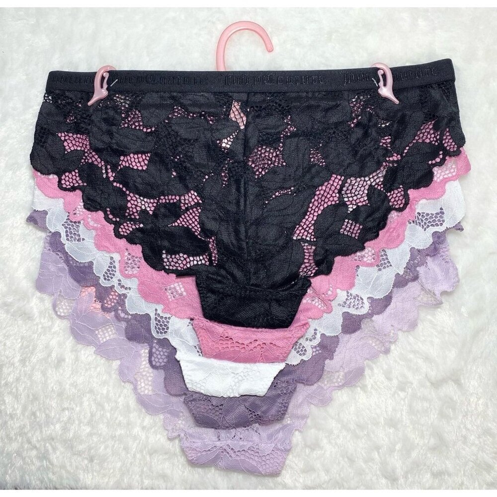Juicy Couture Cheeky Purple White Pink Black 5 Piece Lace Panty Set NWT - Picture 4 of 9